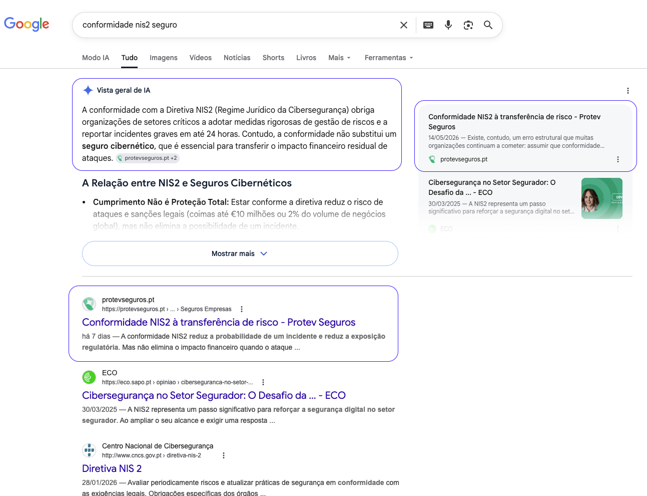 Resultados Google — conformidade nis2 seguro